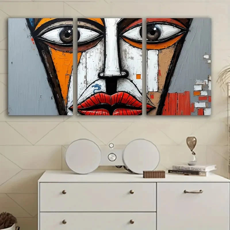 3pcs Abstract Woman Face Paintings Wall Art Set Canvas Framed 40x60cm - High Quality Print 100% Australian Made Wall Canvas Ready to Hang - Bella Home Decor