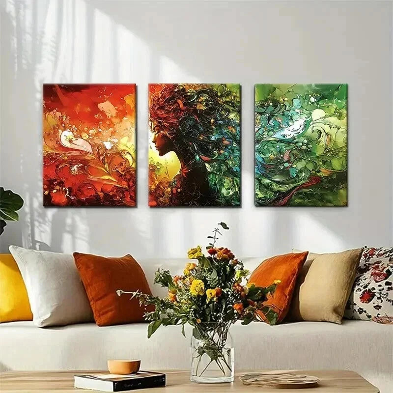 3pcs Elemental Goddess Nature Abstract Perfect Wall Art Set Canvas Framed 60x90cm - High Quality Print 100% Australian Made Wall Canvas Ready to Hang - Bella Home Decor