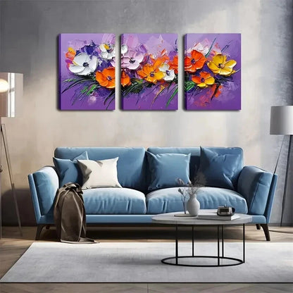 3pcs Vibrant Watercolor Floral Design Perfect Wall Art Set Canvas Framed 50x70cm - High Quality Print 100% Australian Made Wall Canvas Ready to Hang - Bella Home Decor