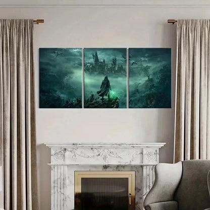 3pcs Fantasy Creatures & Magic Castle Wall Art Set Canvas Framed 40x60cm - High Quality Print 100% Australian Made Wall Canvas Ready to Hang - Bella Home Decor