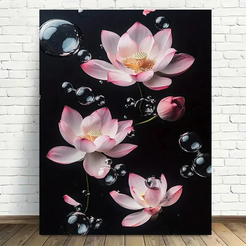 Beautiful Elegant Lotus Blossom Modern Painting 40x60cm Metal Print Ready to Hang - Bella Home Decor
