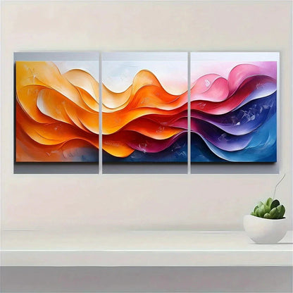 3pcs Abstract Ribbons Modern Classics Metal Print Ready to Hang Art - Bella Home Decor