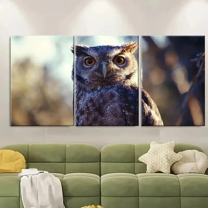 3pcs Owl of the National Park Travel Australia Wall Art Set Canvas Framed 60x90cm - High Quality Print 100% Australian Made Wall Canvas Ready to Hang