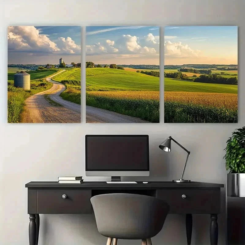3pcs Featuring Scenic Countryside Perfect Wall Art Set Canvas Framed 50x70cm - High Quality Print 100% Australian Made Wall Canvas Ready to Hang