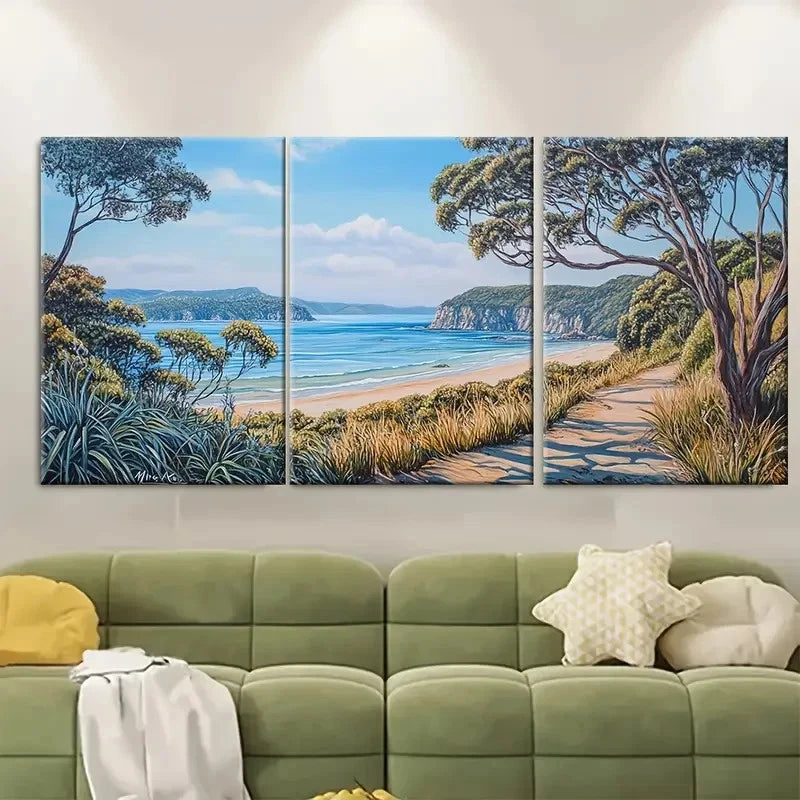 3pcs Scenic Beach & Coastal Landscape Perfect Wall Art Set Canvas Framed 40x60cm - High Quality Print 100% Australian Made Wall Canvas Ready to Hang - Bella Home Decor