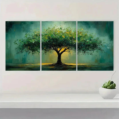 3pcs Emerald Green Tree ArtworK TU Wall Art Set Canvas Unframed - High Quality Print 100% Australian Made Wall Canvas - Bella Home Decor