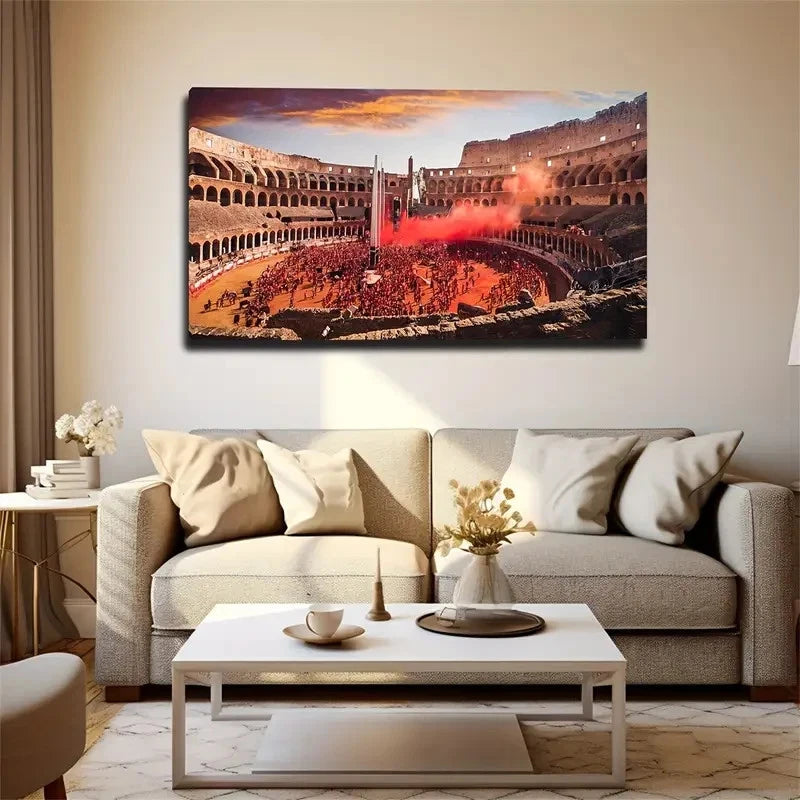 Vibrant Colosseum Scene Wall Art Canvas Office Home Room Framed 120x60cm