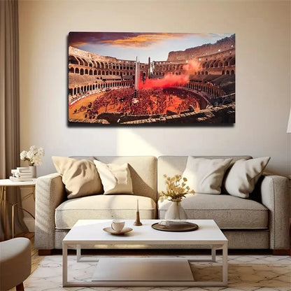 Vibrant Colosseum Scene Wall Art Canvas Office Home Room Framed 120x60cm