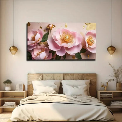 Vibrant Pink And Cream Flowers Wall Art Canvas Office Home Room Framed 120x60cm