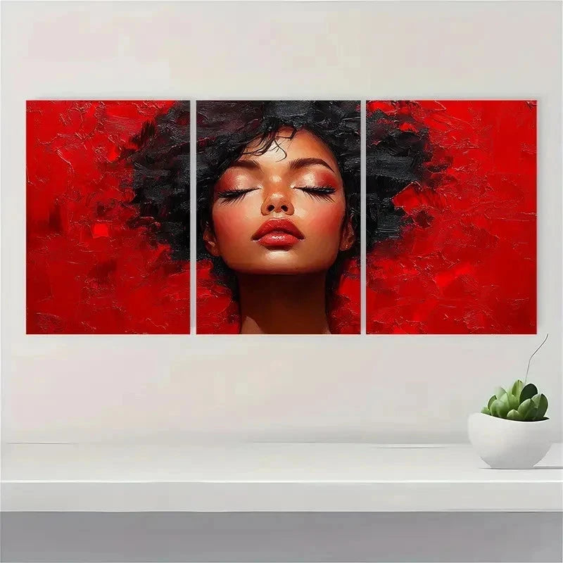 3pcs Red & Black Modern Elegant Perfect Wall Art Set Canvas Framed 40x60cm - High Quality Print 100% Australian Made Wall Canvas Ready to Hang - Bella Home Decor