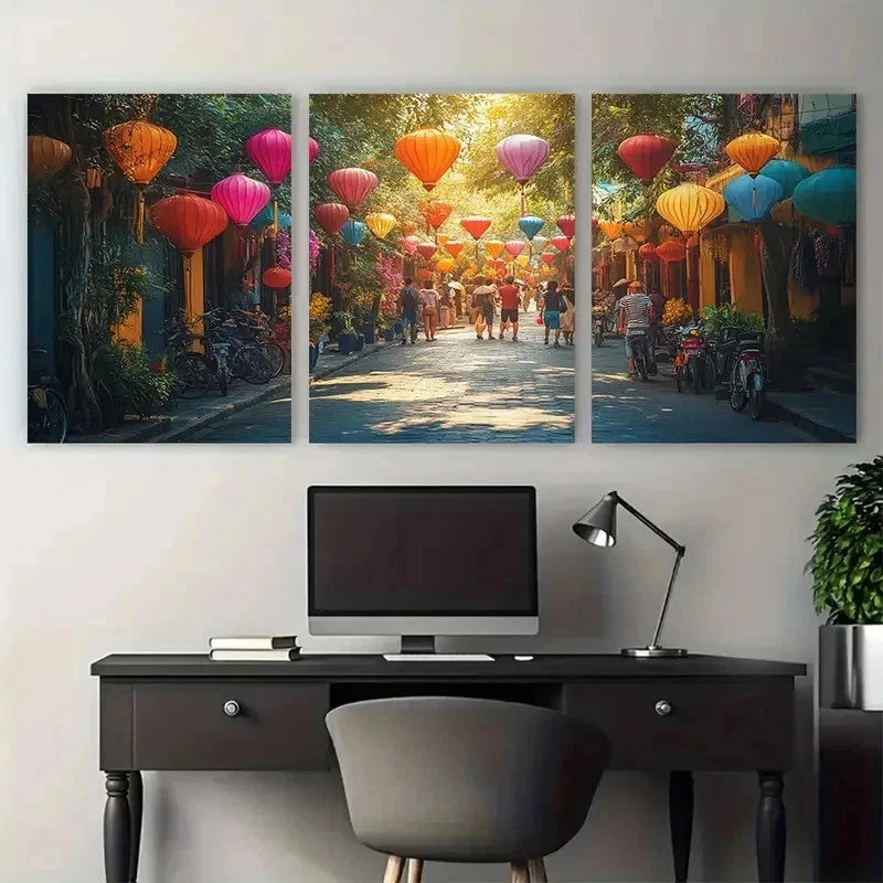 3pcs Vietnam Travel Destination Perfect Wall Art Set Canvas Framed 50x70cm - High Quality Print 100% Australian Made Wall Canvas Ready to Hang