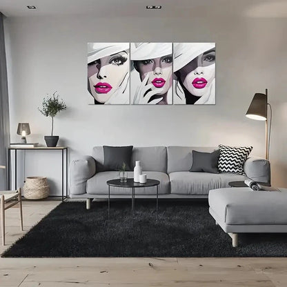 3pcs Abstract White Hats and Gloves Metal Print Ready to Hang Art - Bella Home Decor