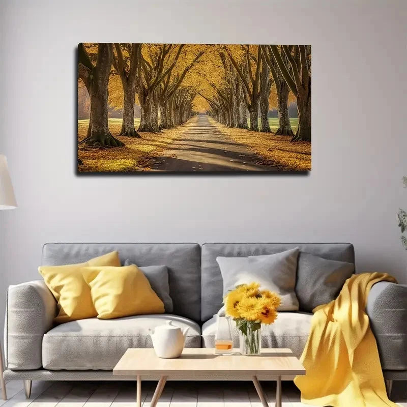 Large Autumn Road Wall Art Canvas Office Home Room Framed 120x60cm