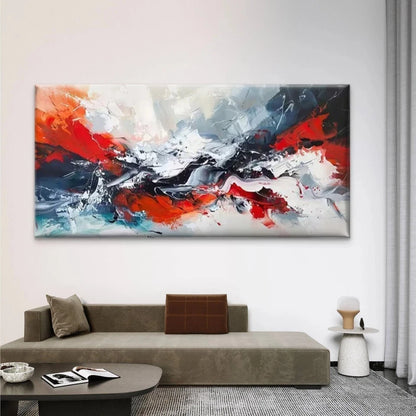 Abstract Red Black White Wall Art Canvas Office Home Room Framed 120x60cm