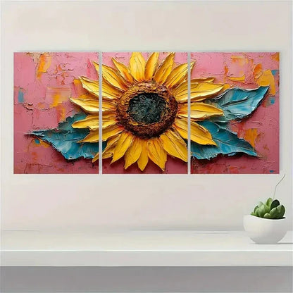 3pcs Sunflower Painting Flower Yellow Wall Art Set Canvas Unframed - High Quality Print 100% Australian Made Wall Canvas