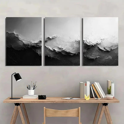 3pcs Black and White Minimalist Art Metal Print Ready to Hang Art - Bella Home Decor