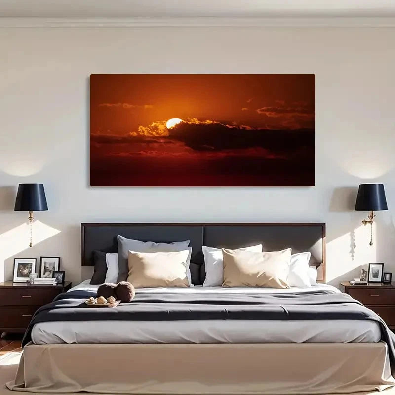 Moonlit Night Sky Aesthetic Wall Art Canvas Office Home Room Framed 120x60cm