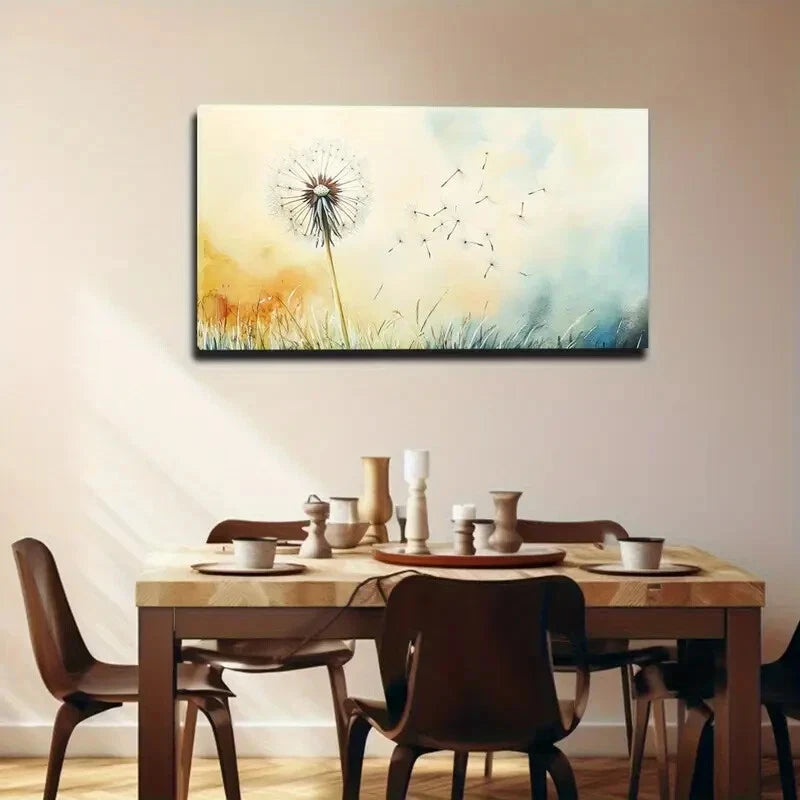 Dandelion Crown Minimalist Wall Art Canvas Office Home Room Framed 120x60cm - Bella Home Decor