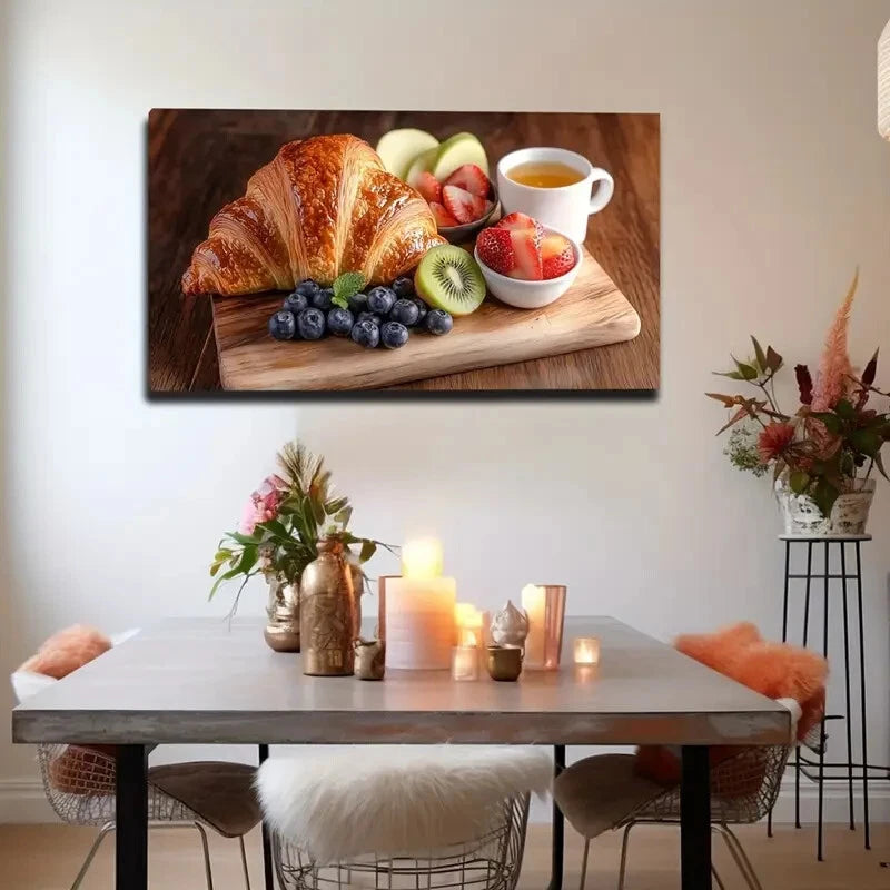 Western Breakfast Scene Décor Wall Art Canvas Office Home Room Framed 120x60cm - Bella Home Decor