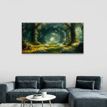 A Forest With A Road Nature Wall Art Canvas Office Home Room Framed 120x60cm
