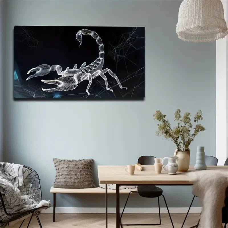 Scorpion & Spider Web Design Wall Art Canvas Office Home Room Framed 120x60cm