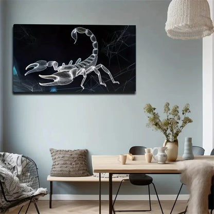 Scorpion & Spider Web Design Wall Art Canvas Office Home Room Framed 120x60cm
