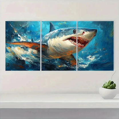 3pcs Realistic Ocean Scene with Bold Z    Wall Art Set Canvas Framed 50x70cm - High Quality Print 100% Australian Made Wall Canvas Ready to Hang