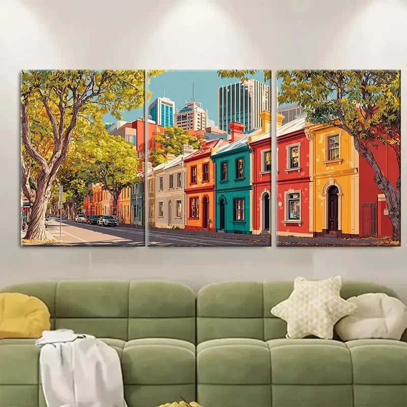 3pcs Perth Cityscape Travel Print Australia Wall Art Set Canvas Framed 60x90cm - High Quality Print 100% Australian Made Wall Canvas Ready to Hang