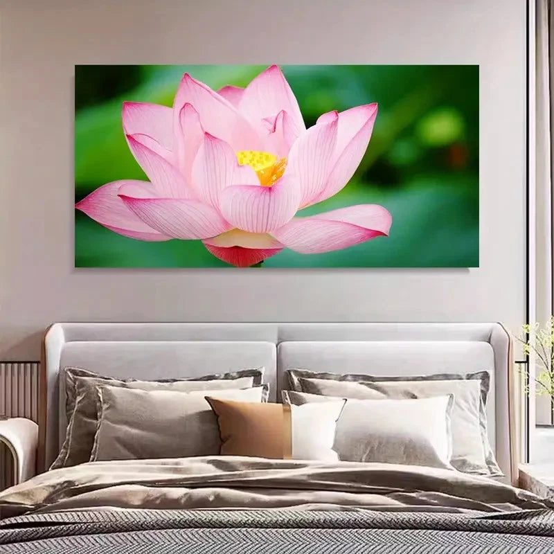 Botany  Lotus Flower Fresh Wall Art Canvas Office Home Room Framed 120x60cm