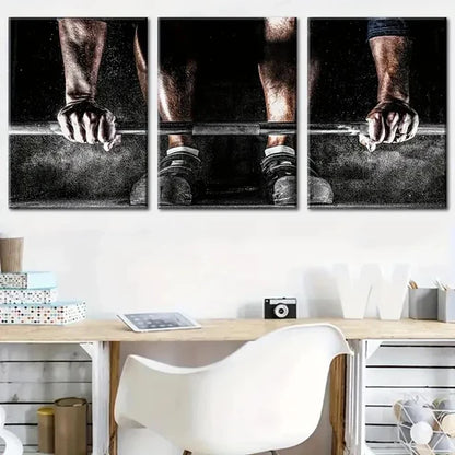 3pcs Gym Motivation Weightlifting Wall Art Canvas Unframed - High Quality Print 100% Australian Made Wall Canvas