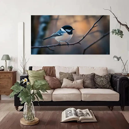 Vintage Bird On Branch Wall Art Canvas Office Home Room Framed 120x60cm