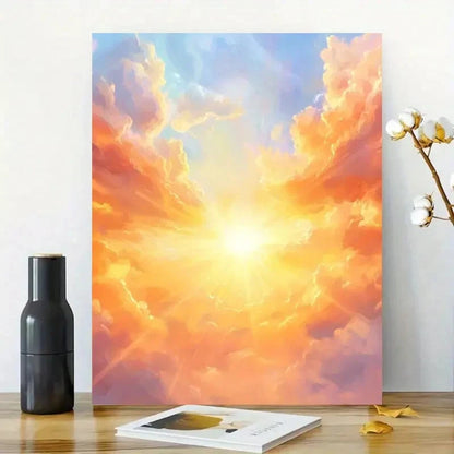 Beautiful Sky with Orange And Yellow Clouds 40x60cm Metal Print Ready to Hang