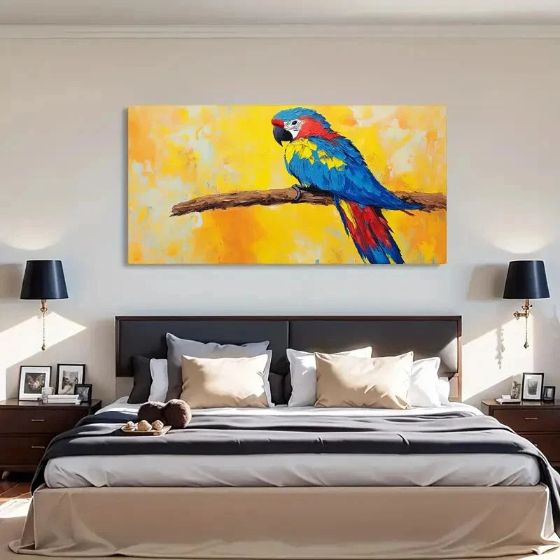 Vibrant Nature Tropical Parrot Wall Art Canvas Office Home Room Framed 120x60cm - Bella Home Decor