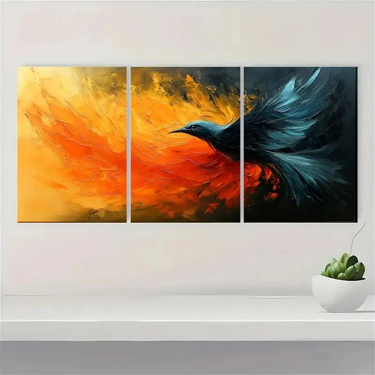 3pcs Abstract Wing Colorful Plume Art T Wall Art Set Canvas Framed 50x70cm - High Quality Print 100% Australian Made Wall Canvas Ready to Hang