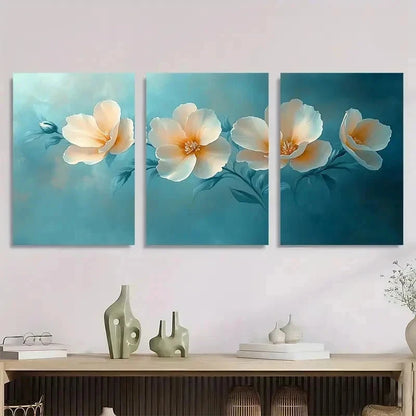 3pcs Elegant Beige Freesia Floral Perfect Wall Art Set Canvas Framed 60x90cm - High Quality Print 100% Australian Made Wall Canvas Ready to Hang - Bella Home Decor