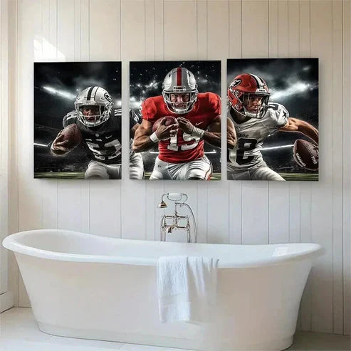 3pcs Football Players Sports Dynamic Wall Art Canvas Unframed - High Quality Print 100% Australian Made Wall Canvas - Bella Home Decor