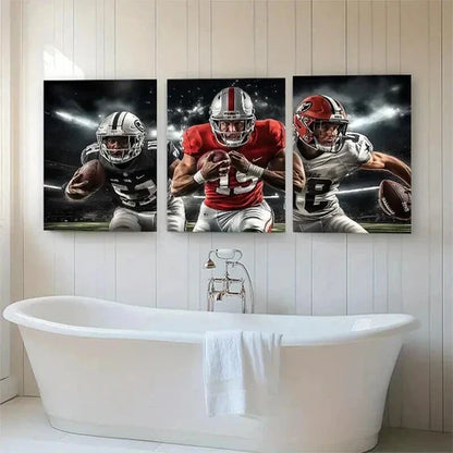3pcs Football Players Sports Dynamic Wall Art Canvas Unframed - High Quality Print 100% Australian Made Wall Canvas - Bella Home Decor