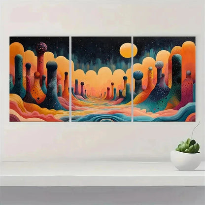 3pcs Japandi Landscape as Yayoi Kusama N  Wall Art Set Canvas Framed 40x60cm - High Quality Print 100% Australian Made Wall Canvas Ready to Hang