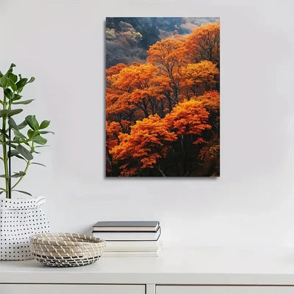 Vibrant Maple Forest in Autumnal Hues Painting 40x60cm Metal Print Ready to Hang - Bella Home Decor