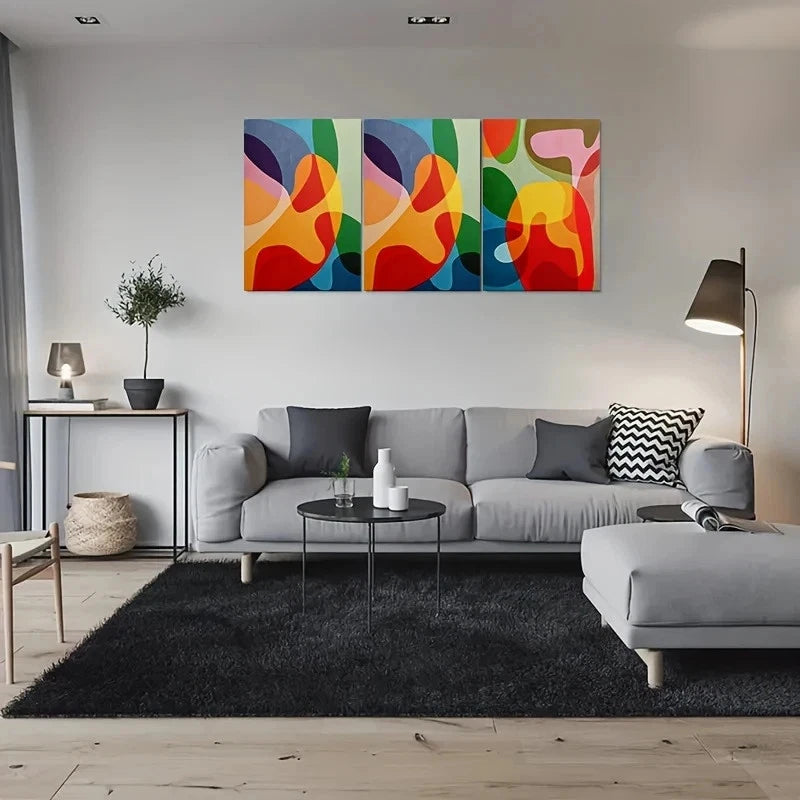 3pcs Abstract Colorful Vibrant Metal Print Ready to Hang Art - Bella Home Decor