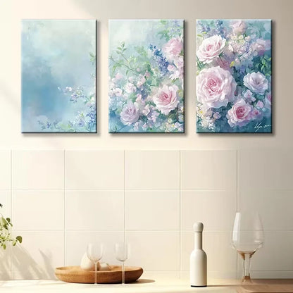 3pcs Elegant Bouquet Design Wall Art Set Canvas Framed 50x70cm - High Quality Print 100% Australian Made Wall Canvas Ready to Hang