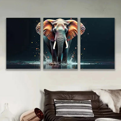 3pcs Colorful Elephants Splashing Wall Art Set Canvas Framed 60x90cm - High Quality Print 100% Australian Made Wall Canvas Ready to Hang - Bella Home Decor