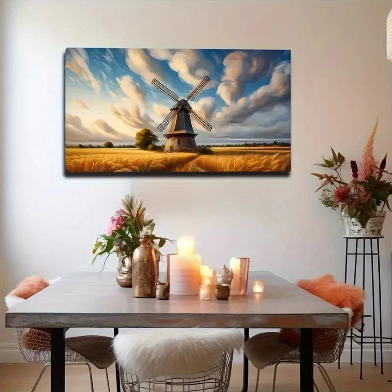 Dutch Sky Landscape Décor Wall Art Canvas Office Home Room Framed 120x60cm
