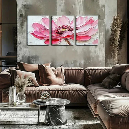 3pcs Elegant Pink Peony Modern Décor Wall Art Canvas Unframed - High Quality Print 100% Australian Made Wall Canvas