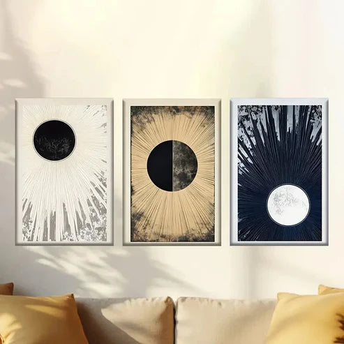 3pcs Bohemian Style Black and White Abstract Wall Art Canvas Unframed - High Quality Print 100% Australian Made Wall Canvas