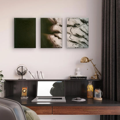 3pcs Dark Contemporary Abstract Nature Sand Wall Art Set Canvas Framed 50x70cm - High Quality Print 100% Australian Made Wall Canvas Ready to Hang