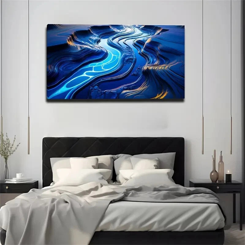 Majestic River Abstract Unique Wall Art Canvas Office Home Room Framed 120x60cm