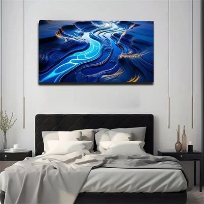 Majestic River Abstract Unique Wall Art Canvas Office Home Room Framed 120x60cm