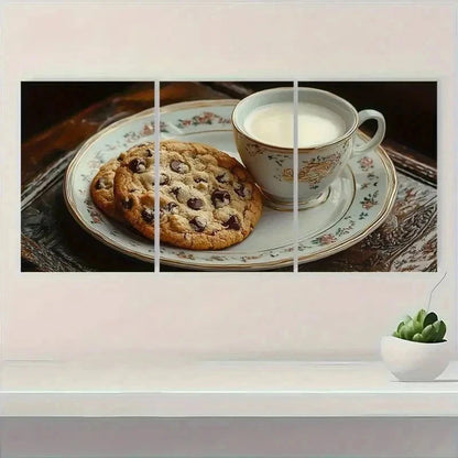 3pcs Milk and Cookies ST  Wall Art Set Canvas Framed 40x60cm - High Quality Print 100% Australian Made Wall Canvas Ready to Hang