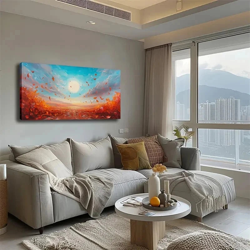 Textured Surface Sunrise Wall Art Canvas Office Home Room Framed 120x60cm